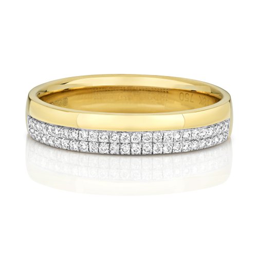 Diamond Claw Set 2 Row Wedding Ring In 18ct Gold 