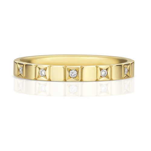 Diamond Gipsy Set Wedding Ring In 9ct Gold 