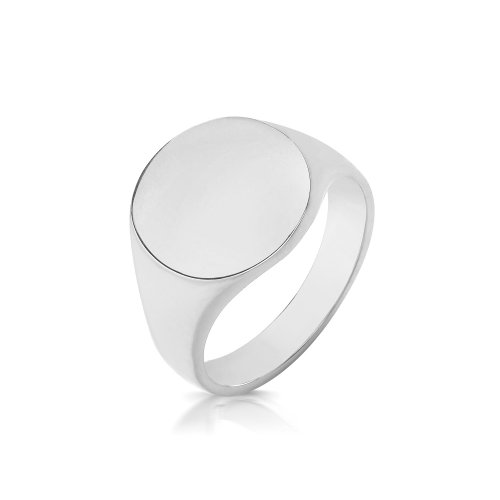 Silver Gents Round Signet Ring 