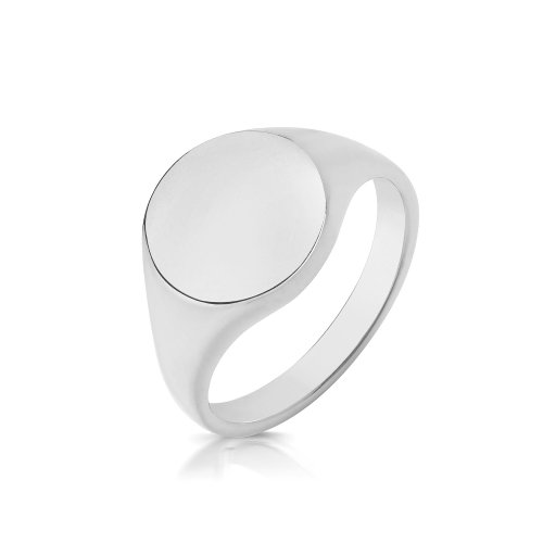 Silver Gents Round Signet Ring 