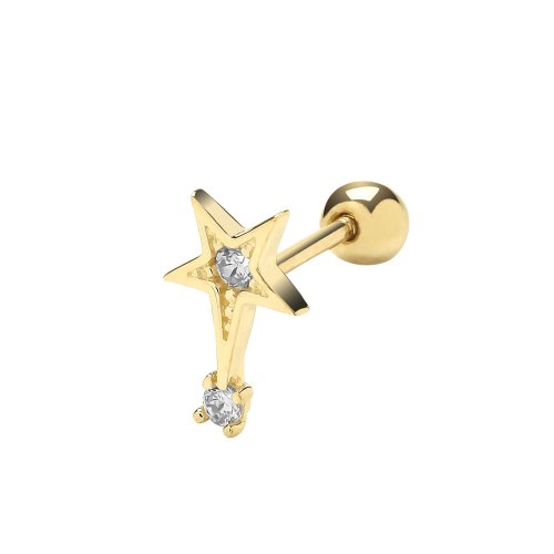 9ct Gold Cz Shooting Star Cartilage Stud 