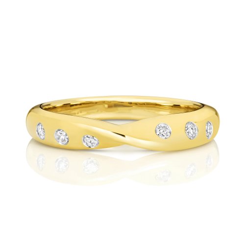 Diamond Gipsy Set Crossover Band In 9ct Gold 