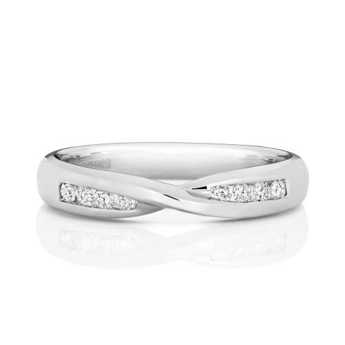 Diamond Channel Set Crossover Band In 9ct Gold 