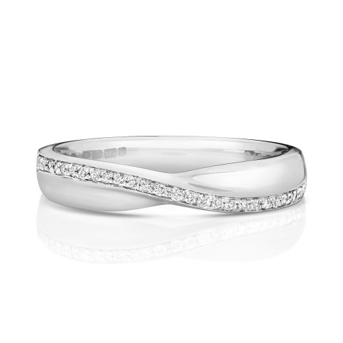 Diamond Grain Set Crossover Band In Platinum 