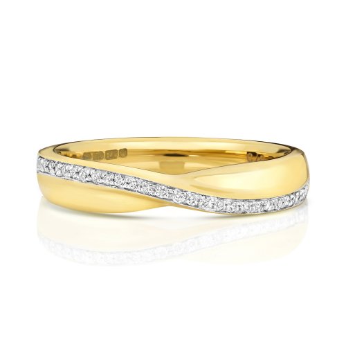 Diamond Grain Set Crossover Band In 9ct Gold 