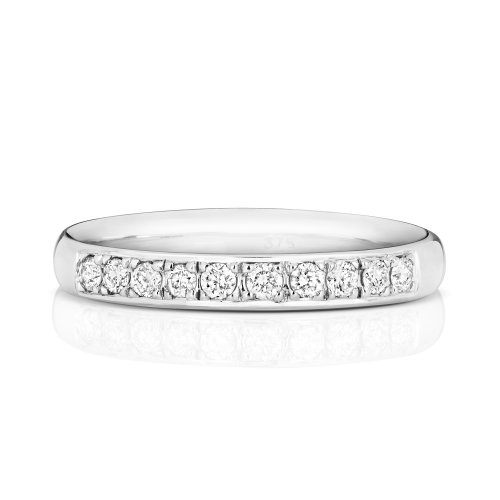 Diamond Grain Set Eternity Ring In 18ct White Gold 