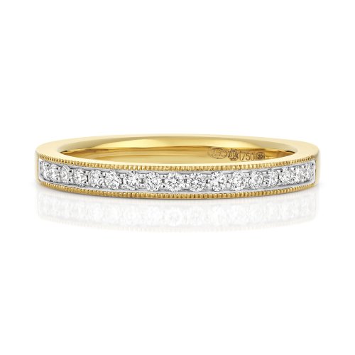 Diamond Grain Set Millgrain Eternity Ring In 18ct Gold 