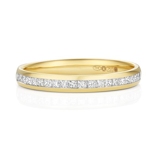 Diamond Channel Set Princess Cut Eternity Ring In 18ct Gold 