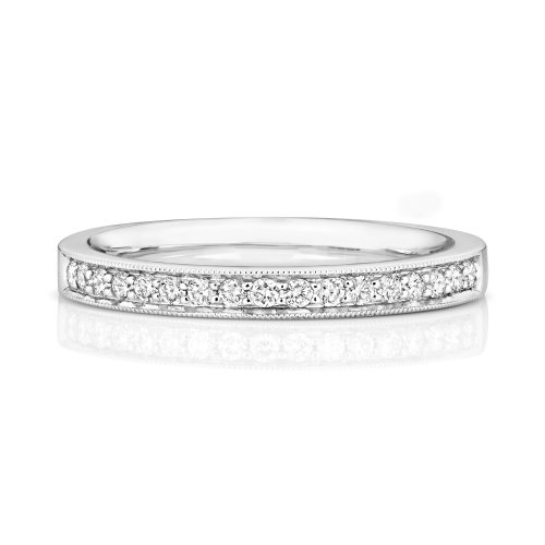 Diamond Grain Set Millgrain Eternity Ring In 9ct White Gold 