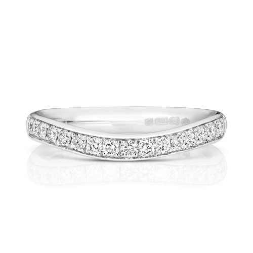 Diamond Grain Set Wave Ring In Platinum 