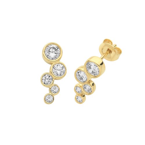 9ct Gold 5 Cz Rubover Studs 