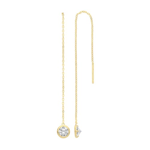 9ct Gold Cz Bezel Pull Trough Drops 