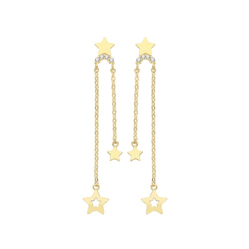 9ct Gold Cz Triple Star Drops 