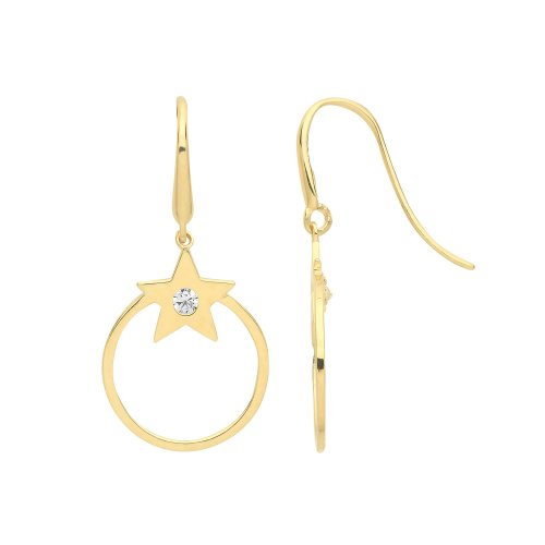 9ct Gold Cz Star Fish Hook Drops 
