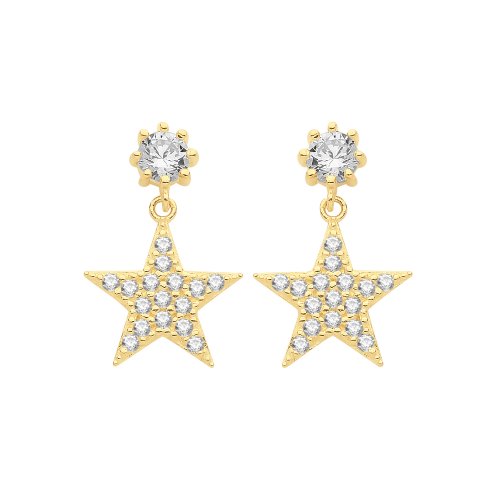 9ct Gold Cz Star Drops 