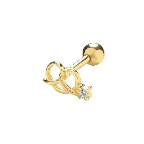 9ct Gold Cz Love And Romance Cartilage Stud 