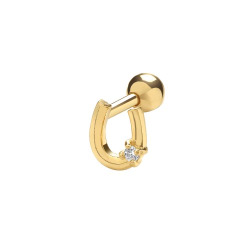 9ct Gold Cz Set Horseshoe Cartilage Stud 