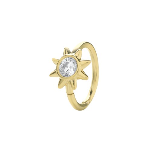 9ct Gold Cz Rubover Sun Cartilage Hoop 