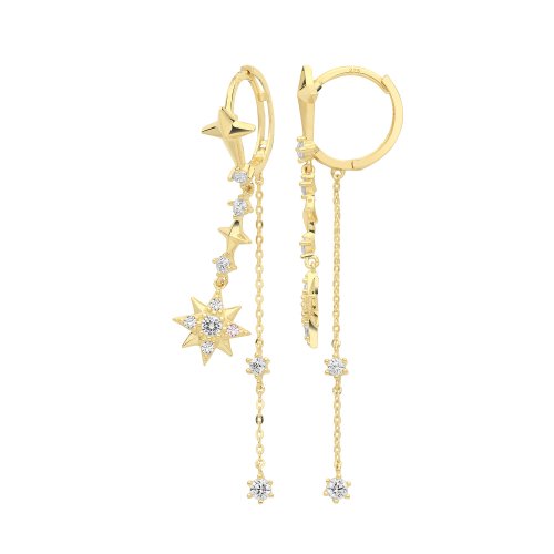 9ct Gold Cz Star Drops 