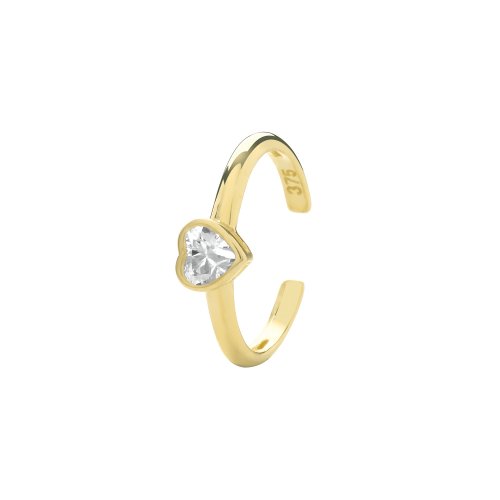 9ct Gold Cz Heart Cartilage Cuff 