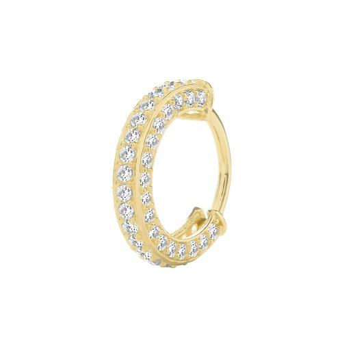 9ct Gold Cz 3 Row Cartilage Hoop 