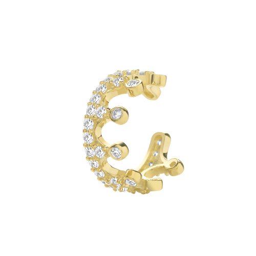 9ct Gold Cz Crown Cartilage Cuff 