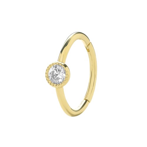 9ct Gold Cz Rubover Cartilage Hoop 