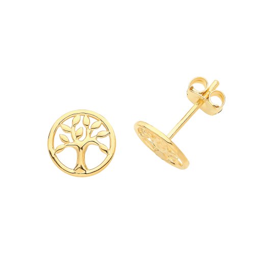 9ct Gold Tree Of Life Studs 