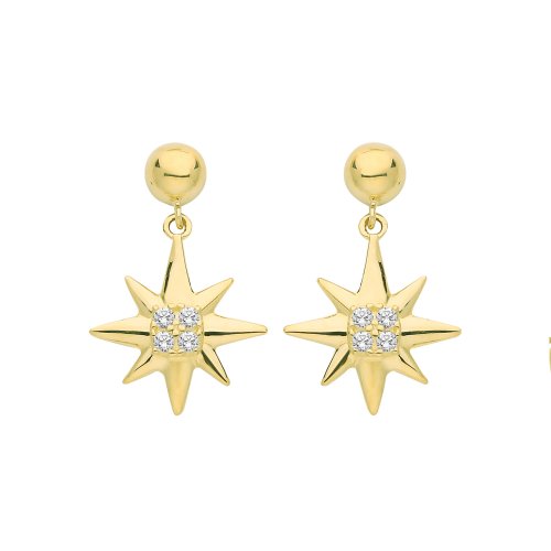 9ct Gold Cz Star Drops 