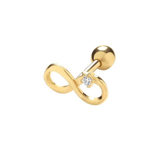 9ct Gold Cz Set Infinity Cartilage Stud 