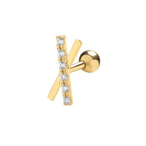 9ct Gold Cz X Cartilage Stud 