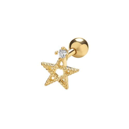 9ct Gold Cz Set Star Cartilage Stud 