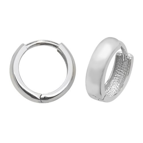 9ct White Gold Hinged Hoops 