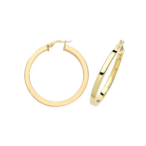 9ct Gold Square Tube Hoops ER775-