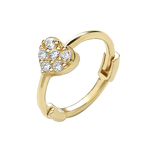 9ct Gold Cz Heart Cartilage Hoop 