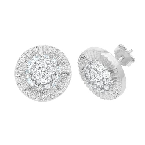 9ct White Gold Round Cz Studs 