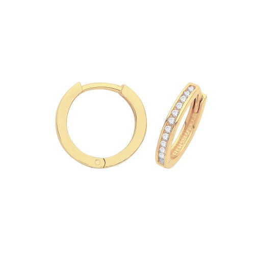 9ct Gold Cz Set Hinged Hoops ER001-