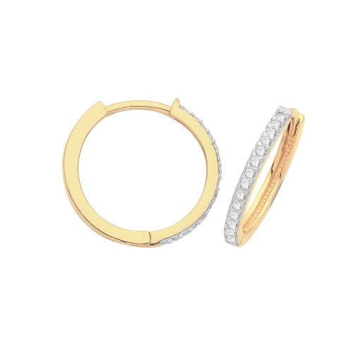 9ct Gold Cz Set Hinged Hoops ER002-