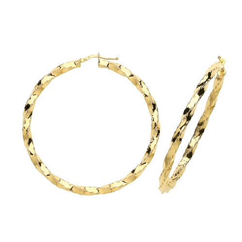 9ct Gold Twisted Hoops 