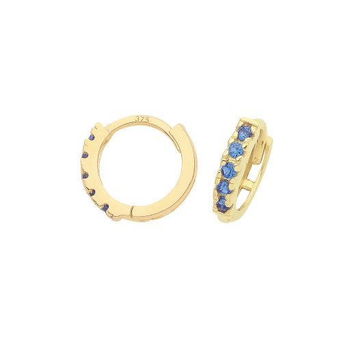 9ct Gold Sapphire Blue Cz Huggies 