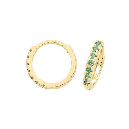 9ct Gold Emerald Green Cz Huggies 
