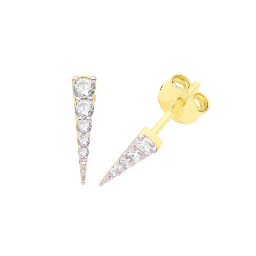 9ct Gold Pave Set Spike Studs 