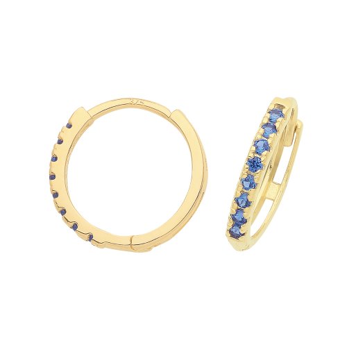 9ct Gold Sapphire Blue Cz Huggies 