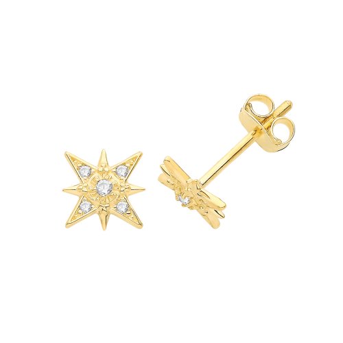 9ct Gold Star Studs 