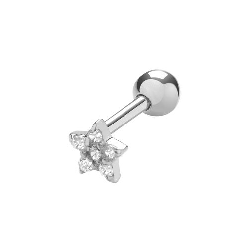 9ct White Gold Cz Star Cartilage Stud 