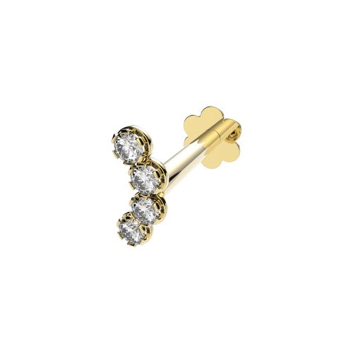 9ct Gold Curved Cz Bar Cartilage Labret 