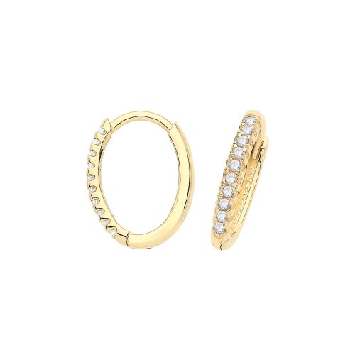 9ct Gold Oval Cz Clickers 