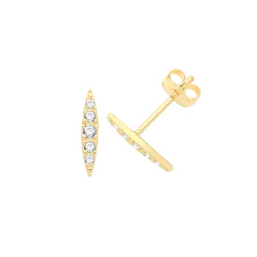 9ct Gold Cz Bar Stud 