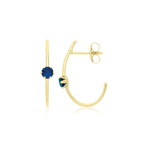 9ct Gold Coloured Single Cz Half Hoop Oval Studs 