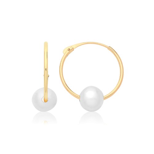 9ct Gold Sleepers With Freshwater Pearl 